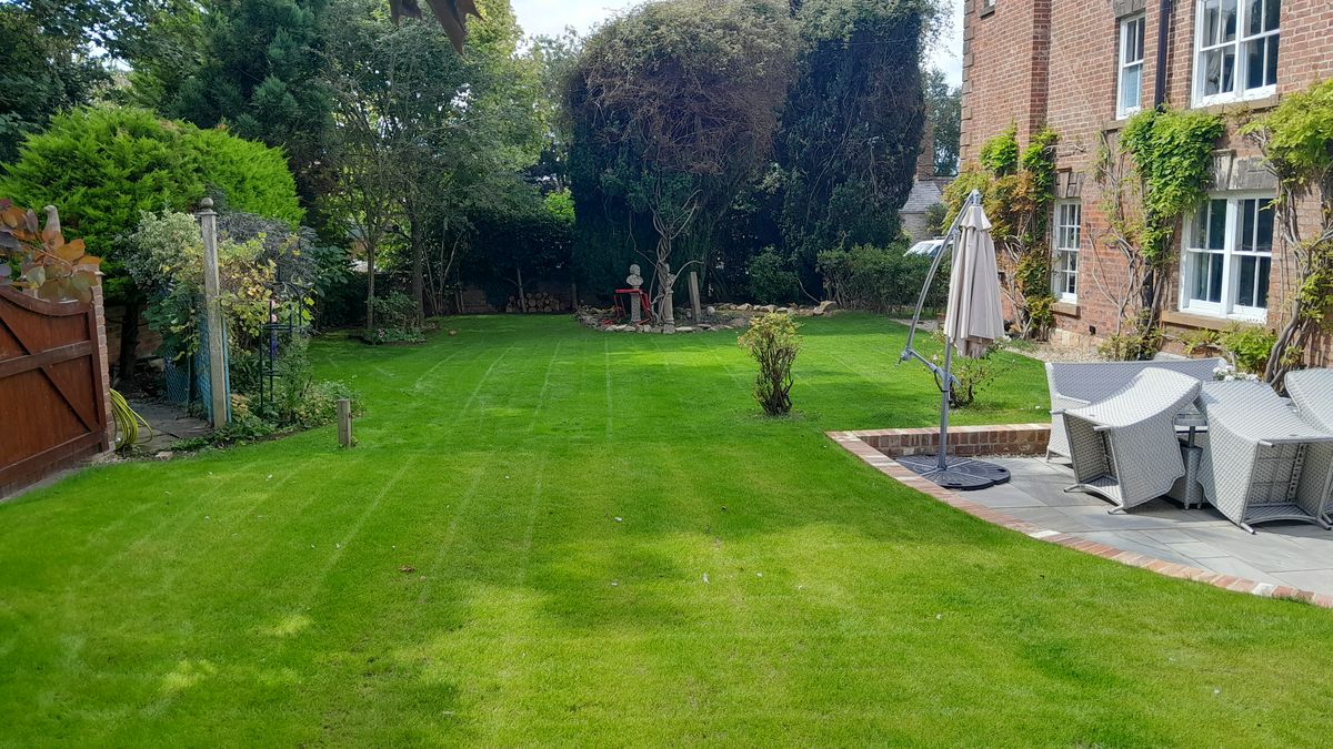 Manor house lawn restoration, Cropthorne Gloucestershire - after